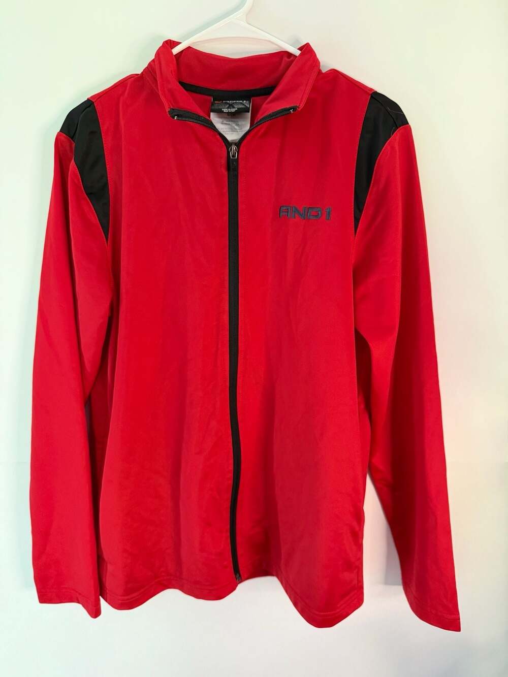 AND1 Men's Red and Black Full-Zip Basketball Track Jacket, Size S